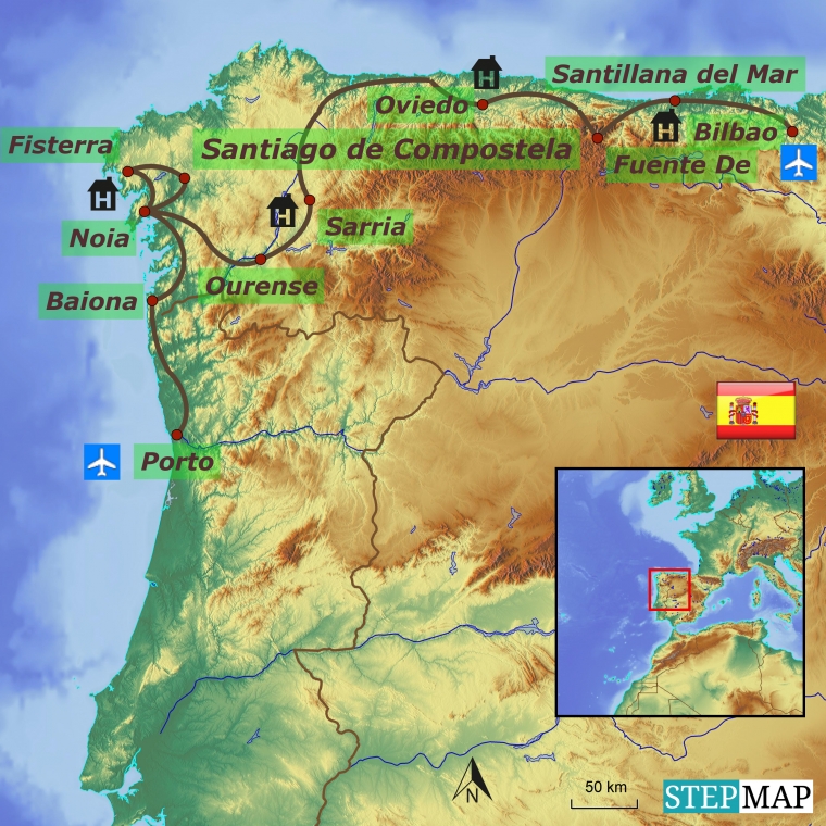 Hispaania – Santiago de Compostela teekond Galiitsias, Astuurias ja Kantaabrias